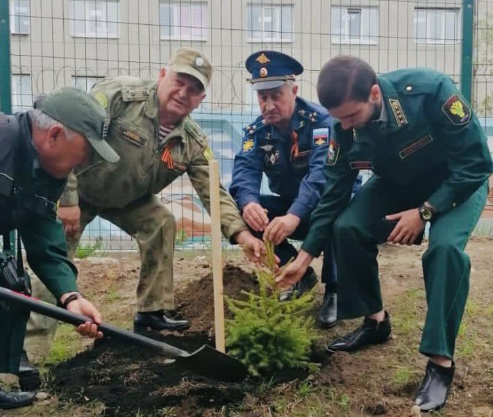 Ветераны Росгвардии приняли участие в посадке аллеи Защитникам Отечества в Иркутске