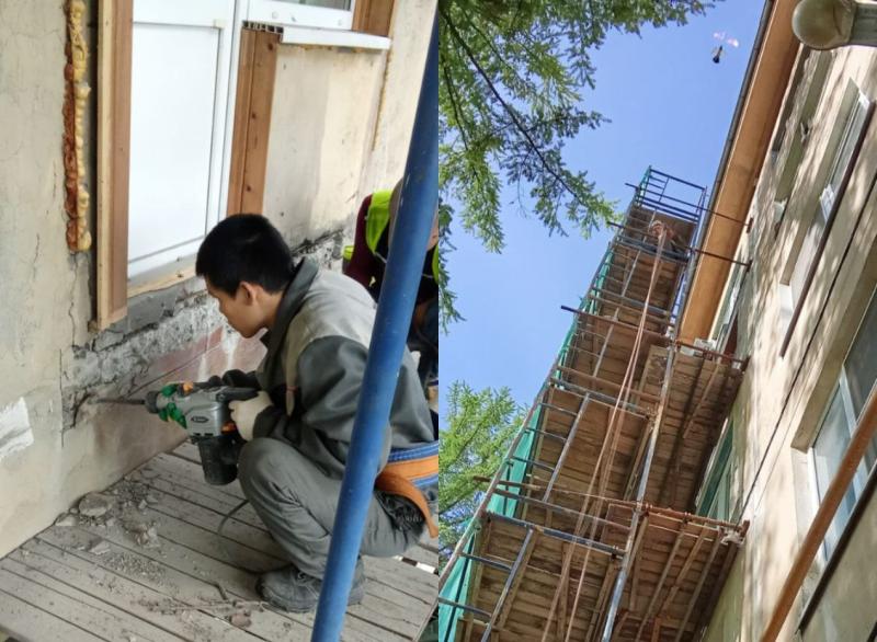 Продолжается установка каркасов балконных плит на ул.Героев Курсантов д.12