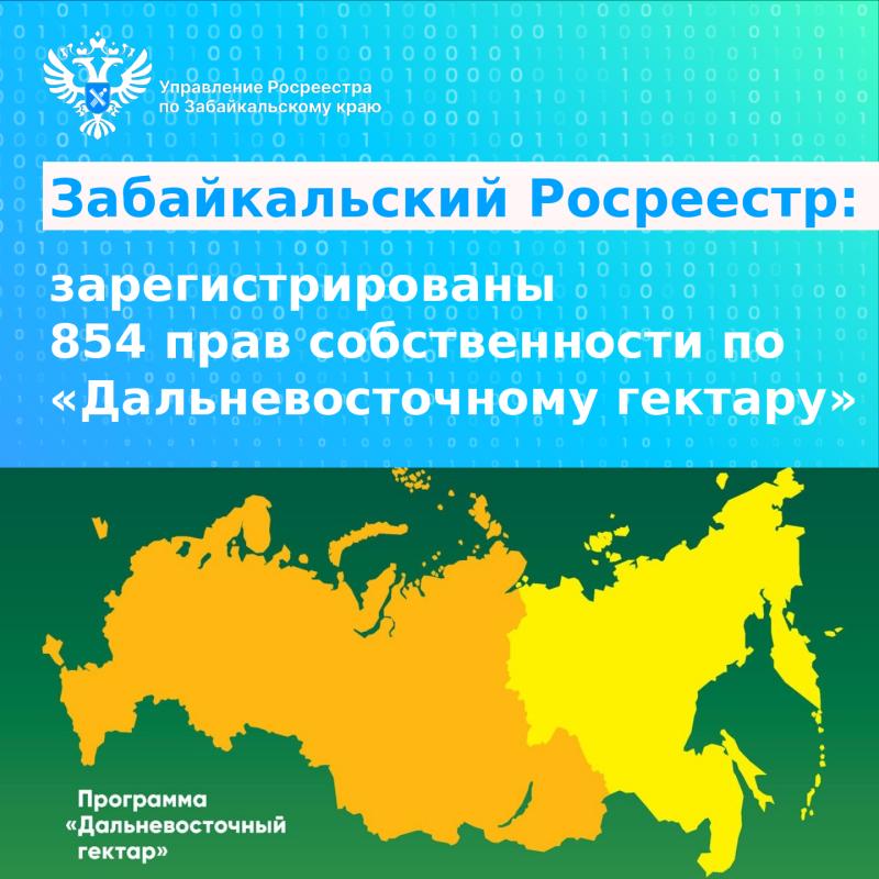 Забайкальский Росреестр: зарегистрированы 854 прав собственности по «Дальневосточному гектару»  