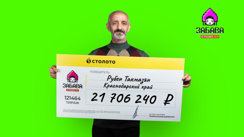 Народная примета и билет лотереи от «Столото» принесли строителю из Краснодарского края почти 22 млн рублей