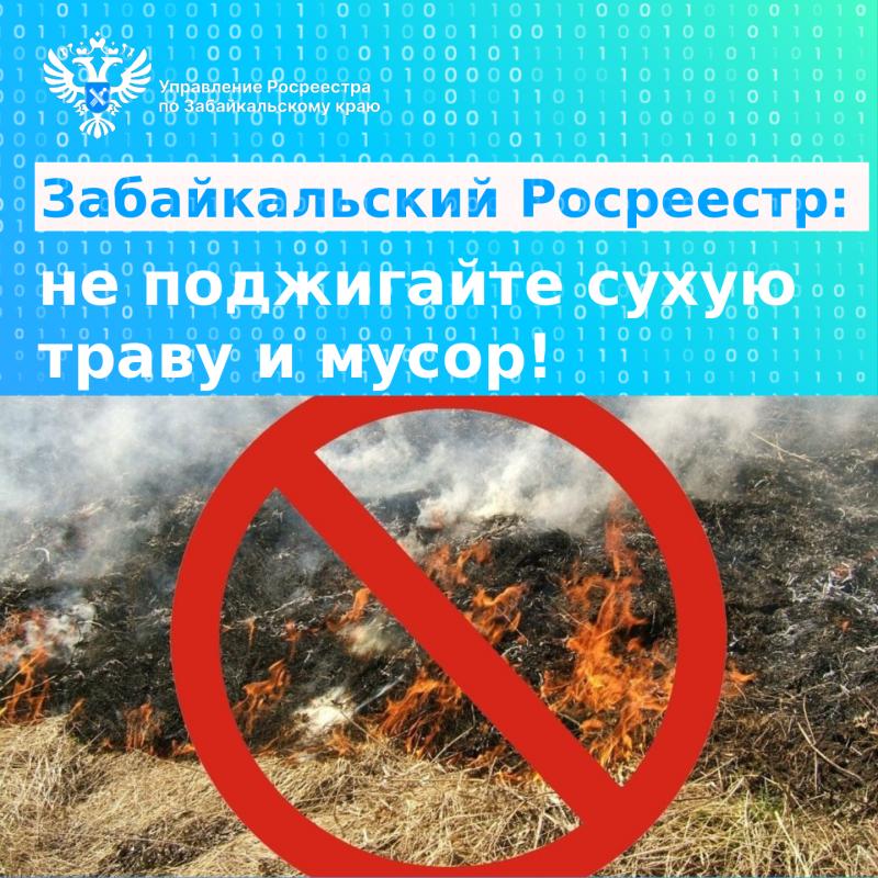 Не отжигайте траву и мусор! Забайкальский Росреестр напоминает о запрете палов