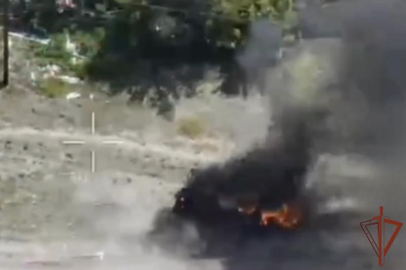 Военнослужащие «стальной» бригады Росгвардии уничтожили пикап ВСУ в Харьковской области